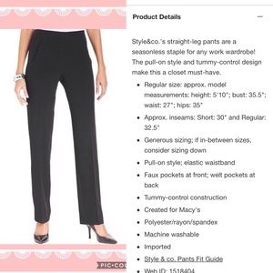🍡 STYLE & CO. Black Tummy Control Trousers 🍡